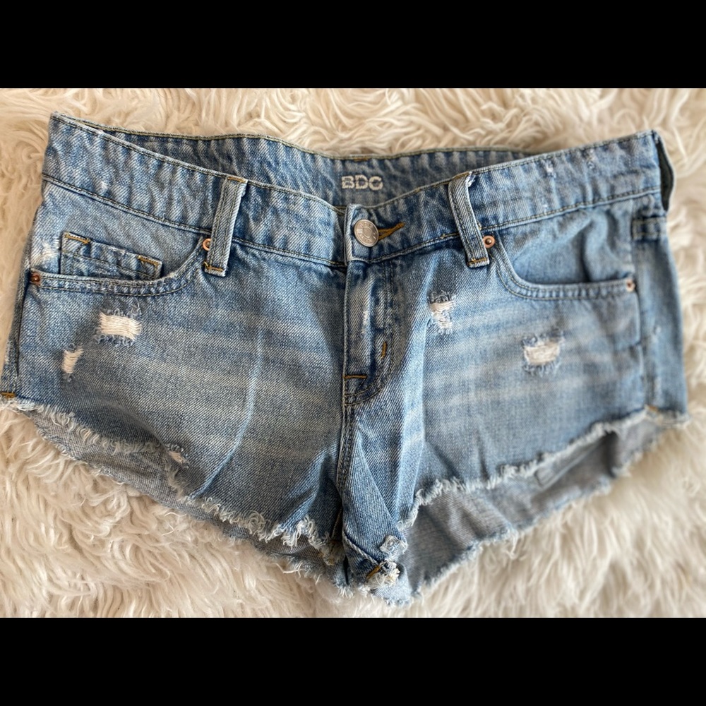 Vintage wash jean shorts